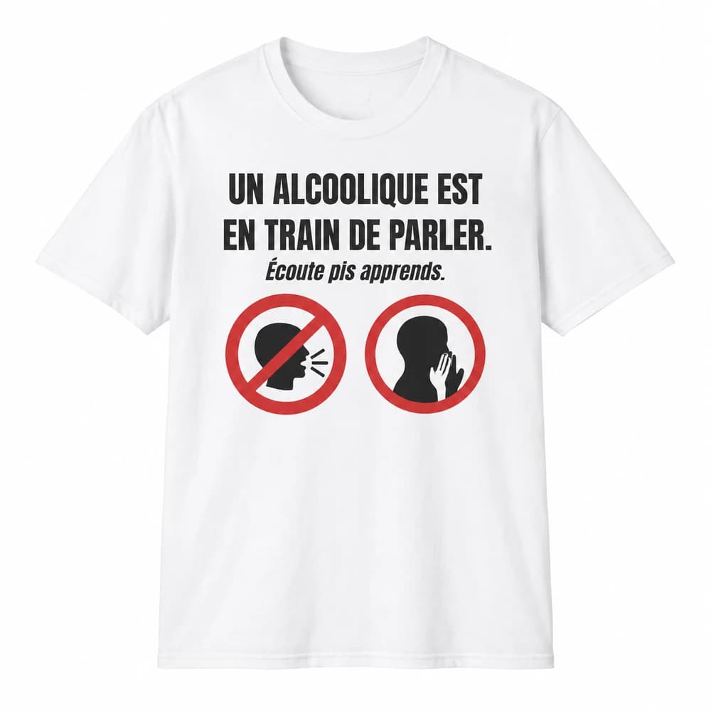 Blanc — UN ALCOOLIQUE EST EN TRAIN DE PARLER. Écoute pis apprends.